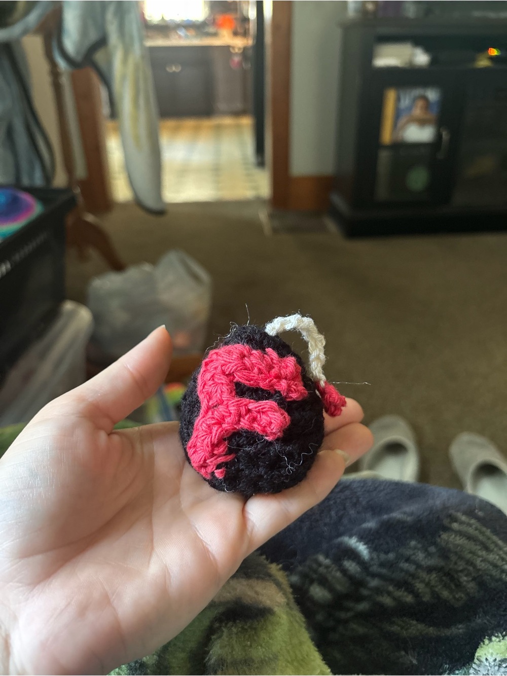 Handmade Small Pets Crochet Toy Ball in Black and Pink